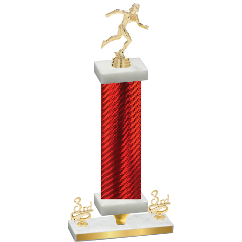 Premium Single Red Carbon Fiber Third Place Running Trophy