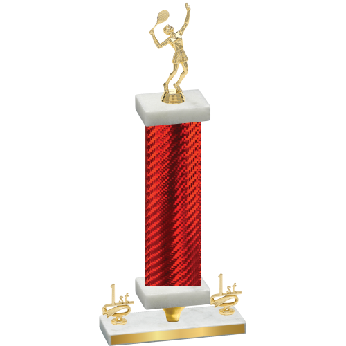 Premium Single Red Carbon Fiber First Place Tennis Trophy