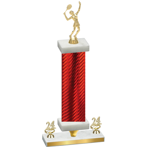 Premium Single Red Carbon Fiber Year Tennis Trophy