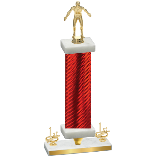 Premium Single Red Carbon Fiber First Place Wrestling Trophy