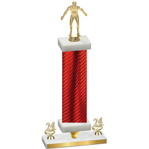 Premium Single Red Carbon Fiber Year Wrestling Trophy