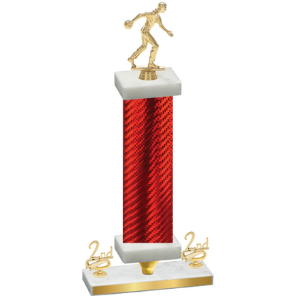 Premium Single Red Carbon Fiber Second Place Bowling Trophy