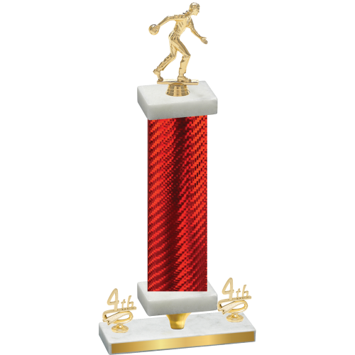 Premium Single Red Carbon Fiber Fourth Place Bowling Trophy