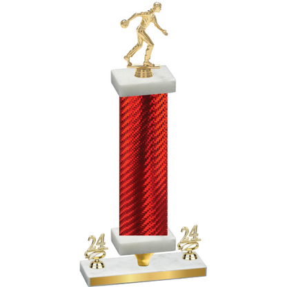 Premium Single Red Carbon Fiber Year Bowling Trophy