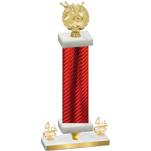 Premium Single Red Carbon Fiber Fourth Place Bowling Trophy