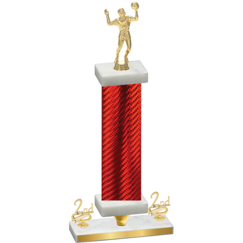 Premium Single Red Carbon Fiber Second Place Volleyball Trophy