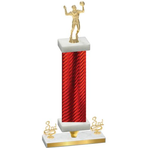 Premium Single Red Carbon Fiber Third Place Volleyball Trophy