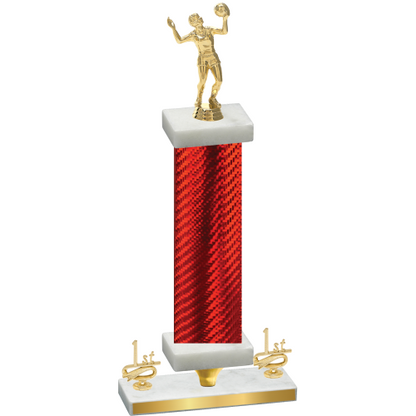 Premium Single Red Carbon Fiber First Place Volleyball Trophy