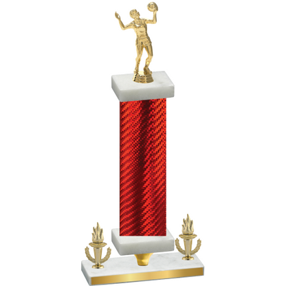 Premium Single Red Carbon Fiber Victory Volleyball Trophy