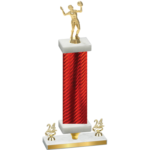 Premium Single Red Carbon Fiber Year Volleyball Trophy