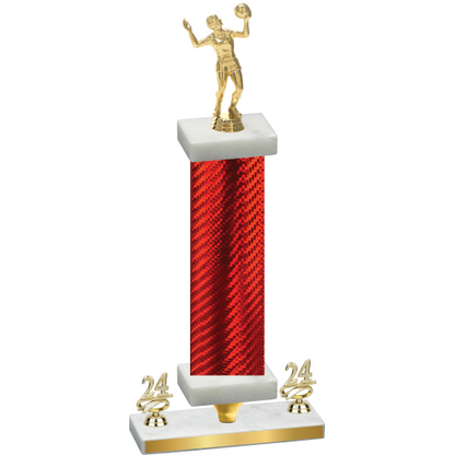 Premium Single Red Carbon Fiber Year Volleyball Trophy