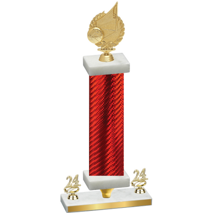 Premium Single Red Carbon Fiber Year Volleyball Trophy