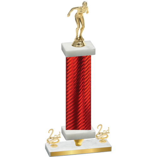 Premium Single Red Carbon Fiber Second Place Tennis Trophy