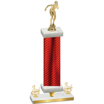 Premium Single Red Carbon Fiber Third Place Tennis Trophy