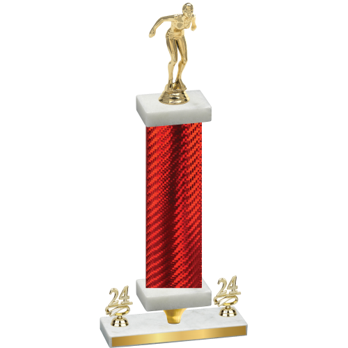 Premium Single Red Carbon Fiber Year Tennis Trophy