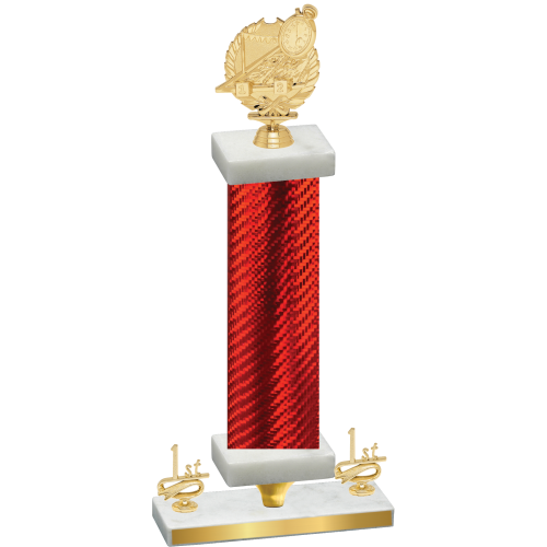 Premium Single Red Carbon Fiber First Place Swimming Trophy