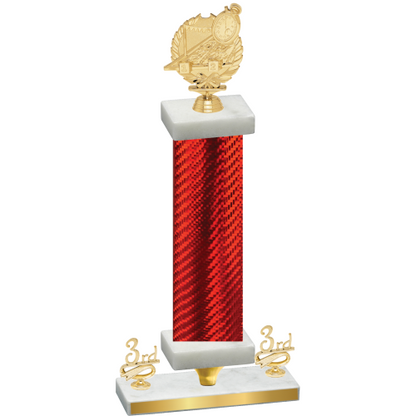 Premium Single Red Carbon Fiber Third Place Swimming Trophy