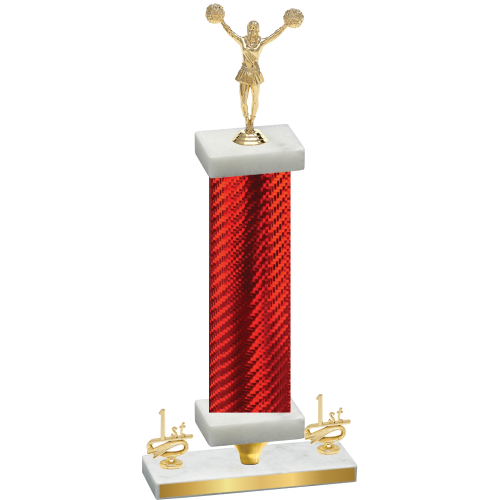 Premium Single Red Carbon Fiber First Place Cheerleading Trophy