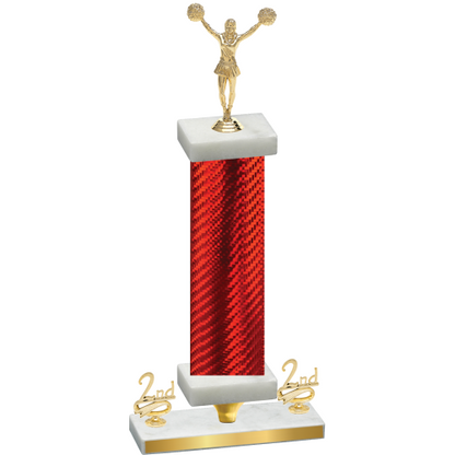 Premium Single Red Carbon Fiber Second Place Cheerleading Trophy