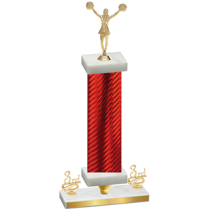 Premium Single Red Carbon Fiber Third Place Cheerleading Trophy