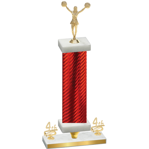 Premium Single Red Carbon Fiber Fourth Place Cheerleading Trophy