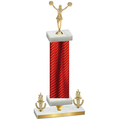 Premium Single Red Carbon Fiber Victory Cheerleading Trophy