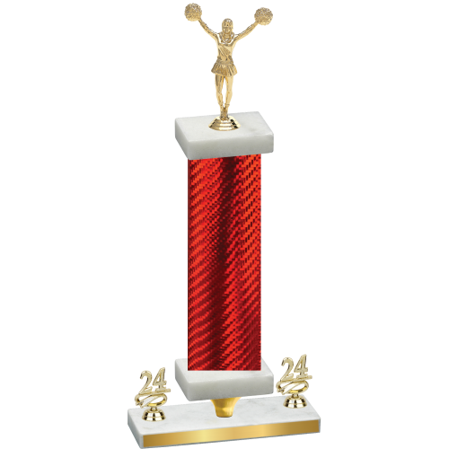 Premium Single Red Carbon Fiber Year Cheerleading Trophy