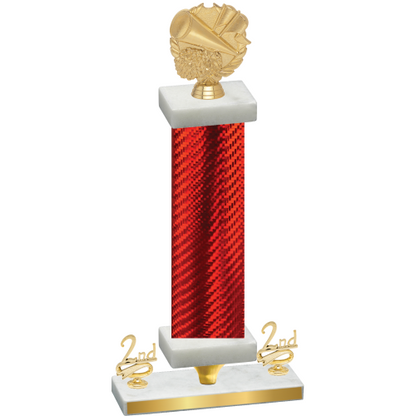 Premium Single Red Carbon Fiber Second Place Cheerleading Trophy