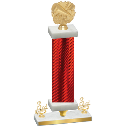 Premium Single Red Carbon Fiber Third Place Cheerleading Trophy