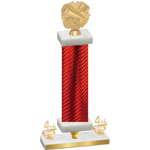 Premium Single Red Carbon Fiber Fourth Place Cheerleading Trophy