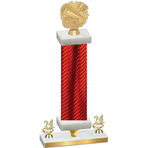 Premium Single Red Carbon Fiber Year Cheerleading Trophy