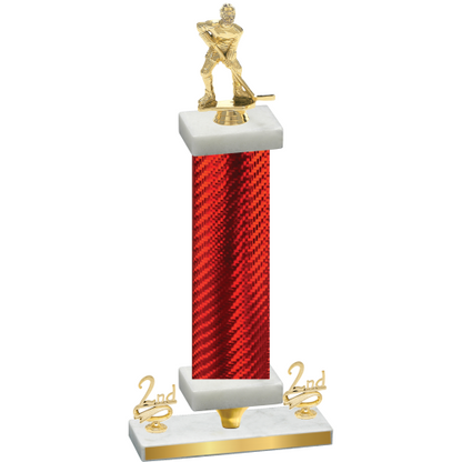 Premium Single Red Carbon Fiber Second Place Hockey Trophy