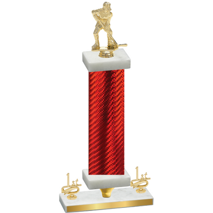 Premium Single Red Carbon Fiber First Place Hockey Trophy