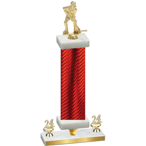 Premium Single Red Carbon Fiber Year Hockey Trophy