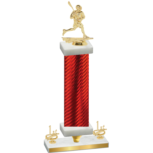 Premium Single Red Carbon Fiber First Place Lacrosse Trophy