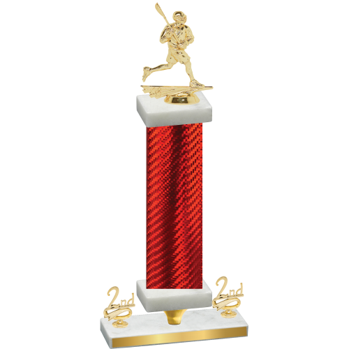 Premium Single Red Carbon Fiber Second Place Lacrosse Trophy