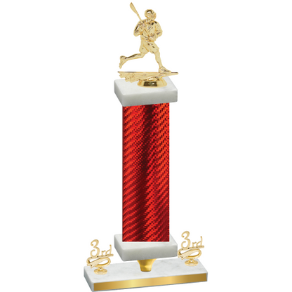 Premium Single Red Carbon Fiber Third Place Lacrosse Trophy