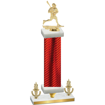 Premium Single Red Carbon Fiber Victory Lacrosse Trophy