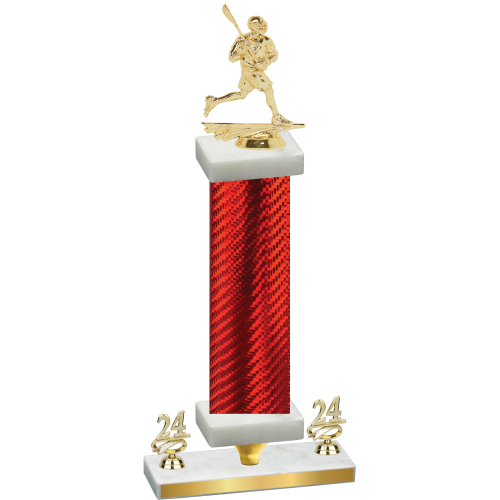 Premium Single Red Carbon Fiber Year Lacrosse Trophy