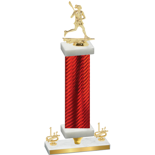 Premium Single Red Carbon Fiber First Place Lacrosse Trophy