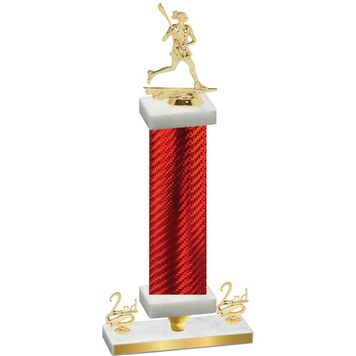 Premium Single Red Carbon Fiber Second Place Lacrosse Trophy