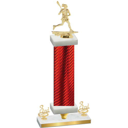 Premium Single Red Carbon Fiber Third Place Lacrosse Trophy