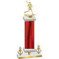 Premium Single Red Carbon Fiber Victory Lacrosse Trophy