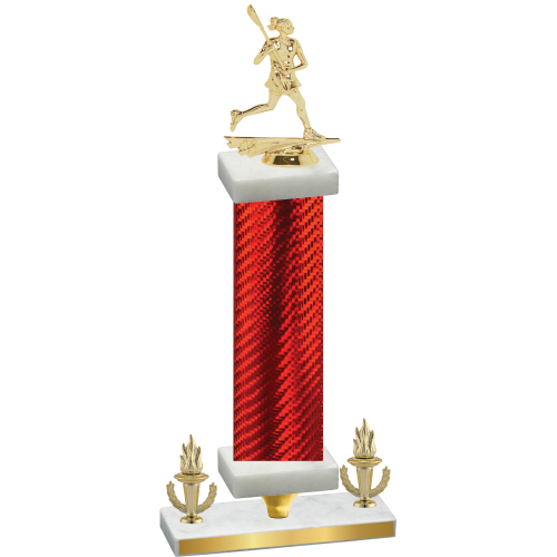 Premium Single Red Carbon Fiber Victory Lacrosse Trophy