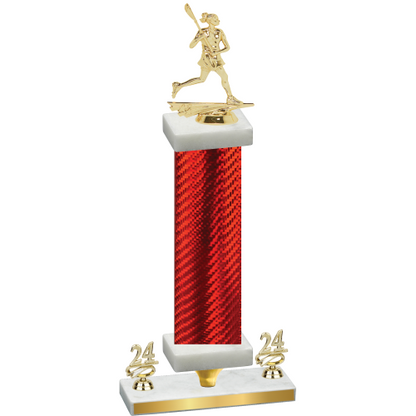 Premium Single Red Carbon Fiber Year Lacrosse Trophy