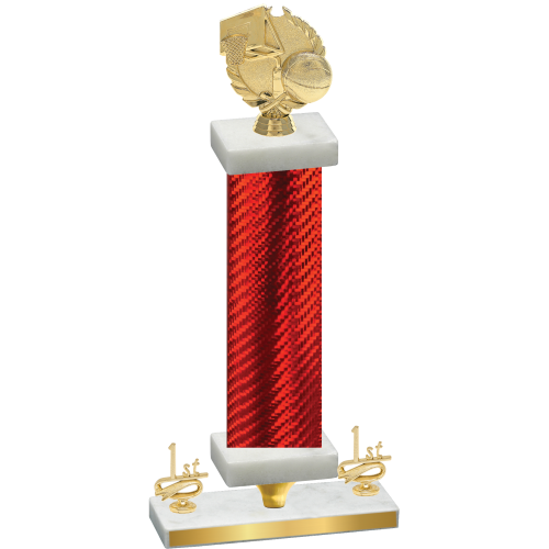 Premium Single Red Carbon Fiber First Place Basketball Trophy