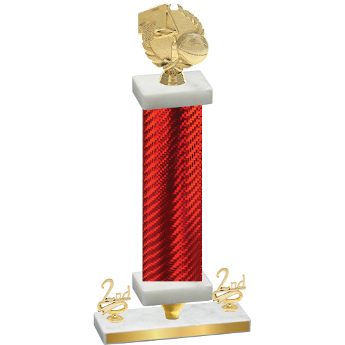 Premium Single Red Carbon Fiber Second Place Basketball Trophy