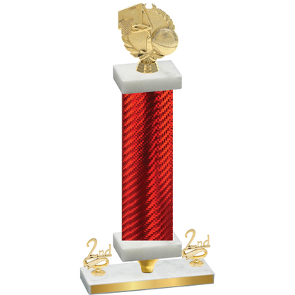 Premium Single Red Carbon Fiber Second Place Basketball Trophy