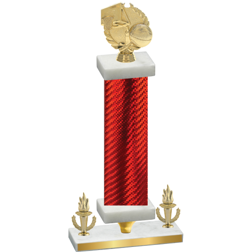 Premium Single Red Carbon Fiber Victory Basketball Trophy