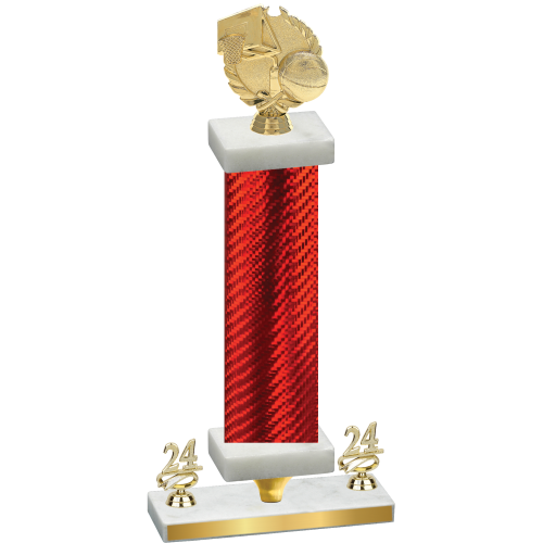 Premium Single Red Carbon Fiber Year Basketball Trophy